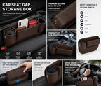 Car Seat Gap Filler Organizer with Cup Holder, Premium Leather Seat Gap Filler, Anti-Drop Car Seat Gap Organizer for Phone, Keys & Wallet, Universal Front Seat Console Organizer for Car, SUV & Truck