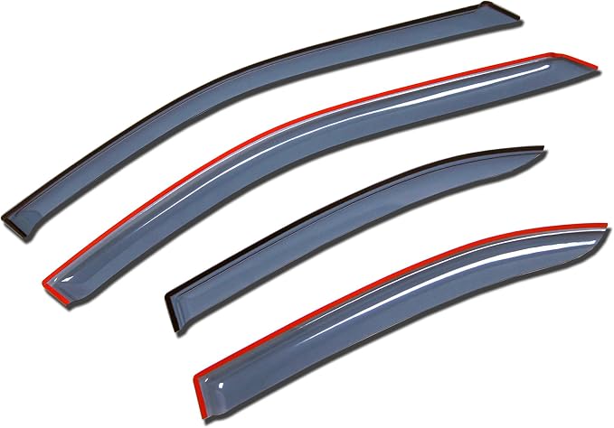 Outside Mount Window Vent Visors Rain Guards Compatible with Nissan Maxima Sedan 2004-2008 | Side Window Wind Deflectors Rain Shields | Light Grey, 4 Pcs Set, LGWV-345