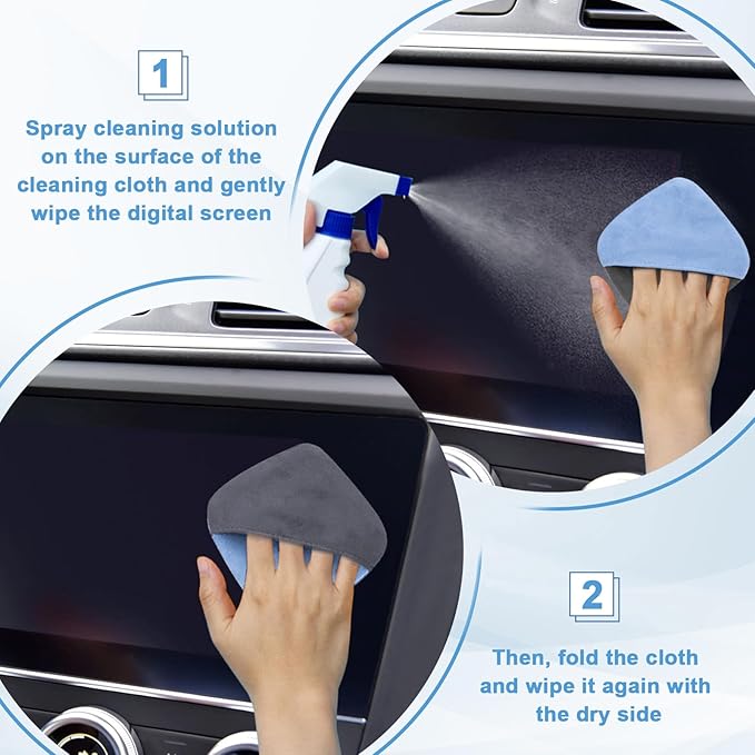 Car Screen Cleaner, 4.1''×4.1'' Microfiber Dashboard Wipes, Square Microfiber Cloth, Automotive Display Wipes,Vehicle Screen Cleaner Tool for Dashboard Display, Car Interior Tool (Blue)