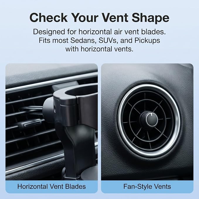 Car Cup Holder, Stable Cup Holder Expander for Car Air Vents, Car Ashtray Holder, Suitable for Sedans SUVs Trucks with Horizontal Blade Vents (Black)