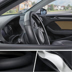 Car Steering Wheel Cover Small Size for Prius Civic Model 3 Model Y Camaro Rogue with 14-14 1/4 inches Outer Diameter, Black Microfiber Leather