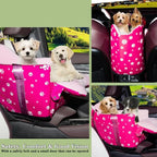 Dog Car Seat for Console - Memory Foam Pet Booster Seat for Small Medium Dogs Up to 21 lbs - SUV Truck Center Console Dog Seat with Safety Leash & Storage Pockets - Washable Cover (Large Rose Red)