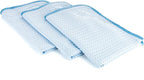 Dry Me A River, Professional Korean 70/30 Blend Microfiber Waffle-Weave Drying & Detailing Towels, Soft Suede Edges, 390 GSM, 16x24 Inches, Light Blue, 3-Pack