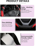 D-Shaped Flat Bottom Steering Wheel Cover for Women Girl - Stylish Car Accessory (Red)