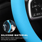 Car Steering Wheel Cover, 13 to 14.17 inches Anti-Slip Silicone Steering Wheel Protector, Soft Flexible Shock-Absorbent Steering Wheel Protective Cover for Most Car Models (Blue)