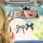 12Pcs Black White Coquette Bow Car Air Freshener Hanging Aesthetic Diffuser Ornaments Refresh Air Fragrant Pendant Car Interior with Essential Oils Gift Long-Lasting for Home Accessories Decor