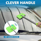 Car Windshield Cleaning Tool, Car Windshield Window Cleaner, Auto Glass Wiper Tool with Extendable Handle & Reusable Microfiber Pad, Universal Vehicle Cleaning Car Accessories (Green)