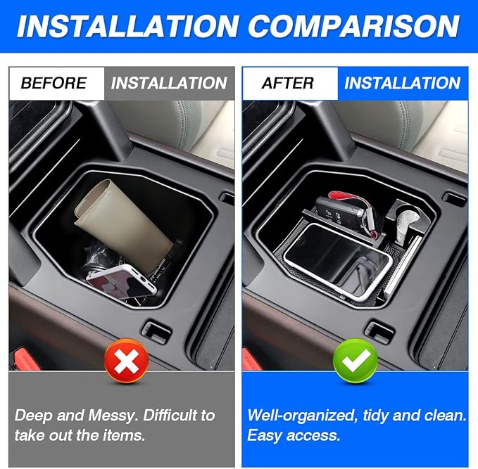 Center Console Organizer for 2020-2025 2026 Land Rover Defender 90 110 130 (NOT for Refrigerator Version), Defender Accessories Armrest Storage Box Middle Console ABS Insert Tray