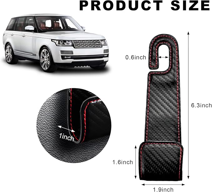 2 PCS Car Seat Headrest Hook, Microfiber Leather Purse Hooks Back Seat Storage Organizer, Auto Interior Headrest Holder for Hanging Bag Coat Grocery, Car Accessories (Carbon Fiber)