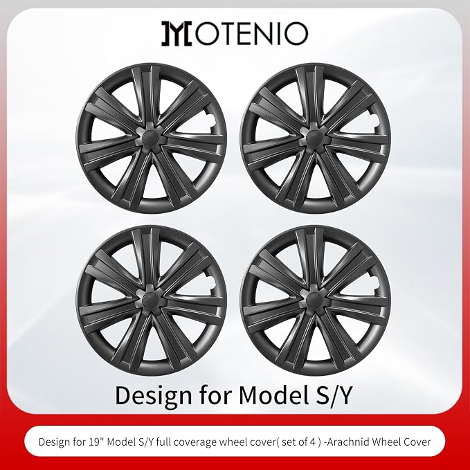 Wheel Cover for Tesla 4PCS Hubcaps for Tesla Wheel Cover Model S(2022-2024) /Model Y(2020-2024) 19inch Rim Full Cover Hubcaps Accessories (Arachnid Style, 19 inch)