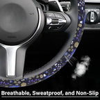 Magic Forest Steering Wheel Cover, Cute Purple Floral Steering Wheel Cover for Women, Ultra-Thin Skin-Friendly Breathable Sweatproof and Non-Slip, for Steering Wheel with a Diameter of 14.5"-15"