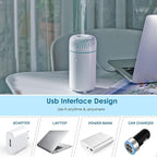 Car Diffuser Humidifier USB Aromatherapy Essential Oil Air Freshener USB Cool Mist Mini Portable Diffuser for Car Home Office Bedroom (White)