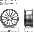 New 20x8.5" 20 Inch Rear Multispoke AMG Style Aluminum Alloy Wheel Rim Compatible with S500 S550 | OEM Design, Alloy Replacement Wheel, Super Duty Car Rims Replacement, OE Stock Specs