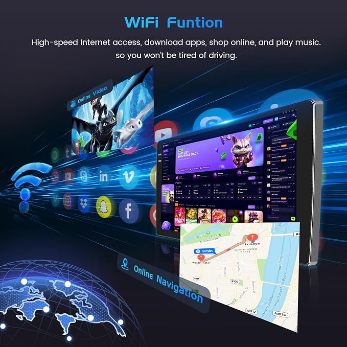 4+64G Radio for Mitsubishi Lancer 2007-2012 Android 15 Stereo | 10.1" Incell Touchscreen, Wireless CarPlay/Android Auto, GPS, Bluetooth, EQ, 15UI, Free Backup Camera