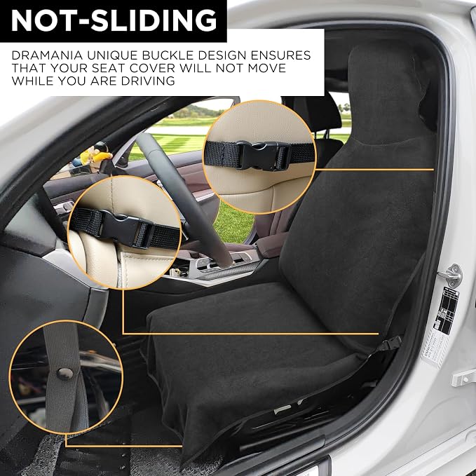 Waterproof Seat Cover Towel, Premium Sweat Carseat Protector, Perfect for Universal Anti-Slip Car Truck SUV Seat, Great for Surfing Yoga Gym Workout, Black