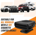 Car Heater, 200W Portable Windshield Defroster Fast Heating and Cooling Auto Defogger Window Defroster Automobile Windscreen Heaters Plug in Cigarette Lighter Heaters with 360 Degree Rotary (12V)