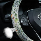 Faux Embroidery Flowers Steering Wheel Cover Auto Steering Wheel Protector, Anti-Slip, Breathable, Absorbing Sweat, Universal Floral Car Accessories 14.5–15 inch,Fit for Most Car, Trucks, SUV