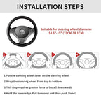 Car Steering Wheel Cover 15 inch, Microfiber PU Leather Elastic Steering Wheel Protector, Anti-Slip Breathable Car Interior Accessories for Most Cars (White)