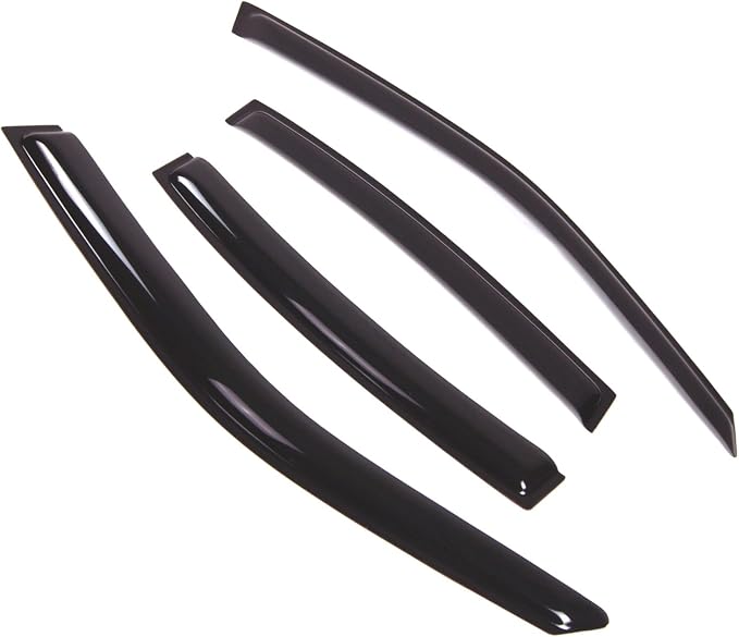 WD2-492 Dark Smoke 4 Pcs Set Window Visor (Outside Mount) Deflector Rain Guard Compatible with 1999-2005 BMW 323i 328i