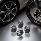 Tire Valve Stem Caps Cover,4 Pcs Metal Black Air Valve Cap, Aluminum Car Wheel Stem Caps,Universal Stem Covers for Cars,Trucks,Bikes,Motorcycles,Corrosion Resistant (Black Leopard Texture)