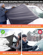 Car Snow Cover Compatible for Audi A3 A4 A5 A6 | Windshield Cover for Ice and Snow with S-Hook Straps | Heavy-Duty 600D Oxford Winter Car Cover, Waterproof & Anti-Slip