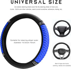Bling Car Steering Wheel Cover, 15 Inch Sparkly Rhinestone Soft Leather Steering Wheel Protector, Non-Slip Universal Auto Elastic Steering Wheel Covers for Women Girls (Blue)