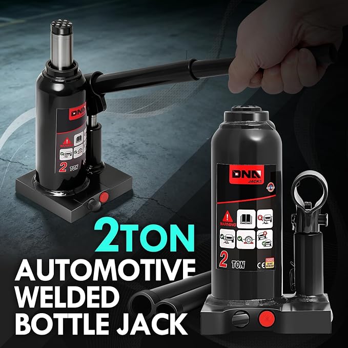 2 tons / 4000 lbs Lifting Automotive Welded Hydraulic Bottle Jack for Sedans Repair, with Manual Handle & Carrying Storage Case, Black