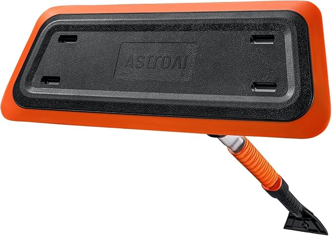 47.2 Inch 2-in-1 Snow Brush for Car Snow Broom and Detachable Ice Scraper with Non-Abrasive Silicone Head for Cars, Trucks, SUVs（Orange-Black）