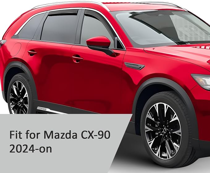 Voron Glass in-Channel Extra Durable Rain Guards for Mazda CX-90 2024-2026, Window Deflectors, Vent Window Visors, 4 Pieces - 200923
