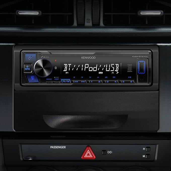 KMM-BT270U Bluetooth Digital Media Car Stereo Receiver with USB Port – AM/FM Radio, MP3 Player, High Contrast LCD, Detachable Face Plate, Single DIN, 13-Band EQ