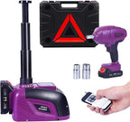 Cordless Electric Hydraulic Car Jack Kit with Impact Wrench, Remote Control 5 Ton 12V for SUV Sedans Tire Change with LED Light