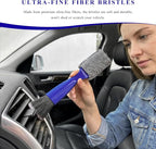 2 in 1 Duster for Car Clean, Portable Double Head Auto Detailing Brush, Soft Double-Ended Dust Removal Brush Interior Cleaning Tool for Most Vehicles, Car Accessories (Blue)