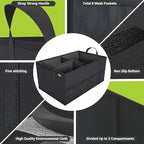 Trunk Organizer for Car, Car Organizer, 8 Mesh Pockets Trunk Organizer for SUV, Non-Slip Bottom, Storage Organizer for Sedans, Van, Jeep, Grocery, 2 Compartments, Black 22"x13"x11"