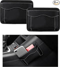 2 PCS Car Seat Side Pocket Organizer, PU Leather Cell Phone Sunglasses Storage Pocket, Mini Seat Gap Filler Pouch for Auto Seat Door Window Console, Interior Car Accessories (Black)