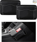 2 PCS Car Seat Side Pocket Organizer, PU Leather Cell Phone Sunglasses Storage Pocket, Mini Seat Gap Filler Pouch for Auto Seat Door Window Console, Interior Car Accessories (Black)