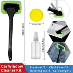 8pcs Car Windshield Cleaning Tool, Windshield Cleaner with with 5 Little Microfiber Pads that can be Washed/reused, Window Cleaner Tool, for Auto Glass Wiper (Green 01)