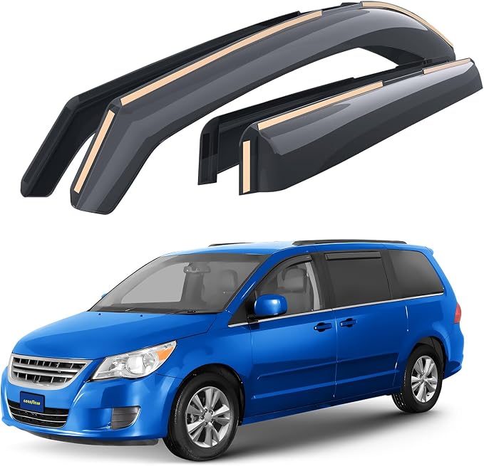 Goodyear Shatterproof in-Channel Window Deflectors for Volkswagen (VW) Routan 2009-2014, Rain Guards, Window Visors for Cars, Vent Deflector, Car Accessories, 4 pcs - GY008132