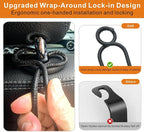 Car Headrest Hooks for Purse Bag, 2 Pack Car Seat Hooks - Black Leather/2L | Heavy-Duty Holds Up to 60lbs Metal Car Purse Holder for Grocery Handbag, Car Interior Accessories for Men Women