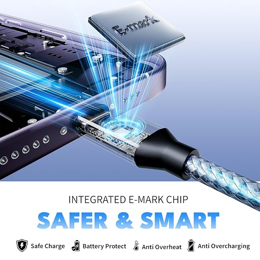 Multi Charging Cable,3 Type-C Multiple Charger Cable Nylon Braided 4 in 1 Multi USB Cable Charging Cord with IP/Type C Ports for Cell Phones/iPhone/Tablets/Galaxy & More-1Pack 5Ft.