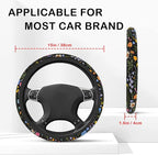 Wildflower Steering Wheel Cover for Women Men, Anti-Slip Breathable and Sweat Absorption Universal 14.5-15 Inch Cute Steering Wheel Protector, Wildflower Floral Car Accessories