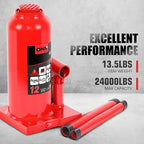 12 tons / 24000 lbs Lifting Automotive Welded Hydraulic Bottle Jack for Repair Vehicle, Pickup, Truck, w/Manual Handle, Red,TOOLS-00360