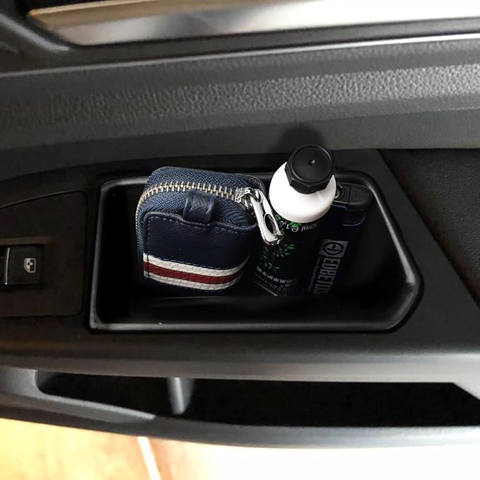 Atlas Door Side Storage Box Handle Container Compatible with 2018-2023 VW Atlas/Atlas Cross Sport Accessories, ABS Inner Door Handle Organizer Phone Pocket Insert Tray Glove Pallet, 4PCS Set