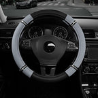 Road Comfort Leather Steering Wheel Cover – Premium Anti-Slip Car Steering Wheel Grip Cover – Universal Fit for 14.5”–15” Cars, Trucks & SUVs - Gray
