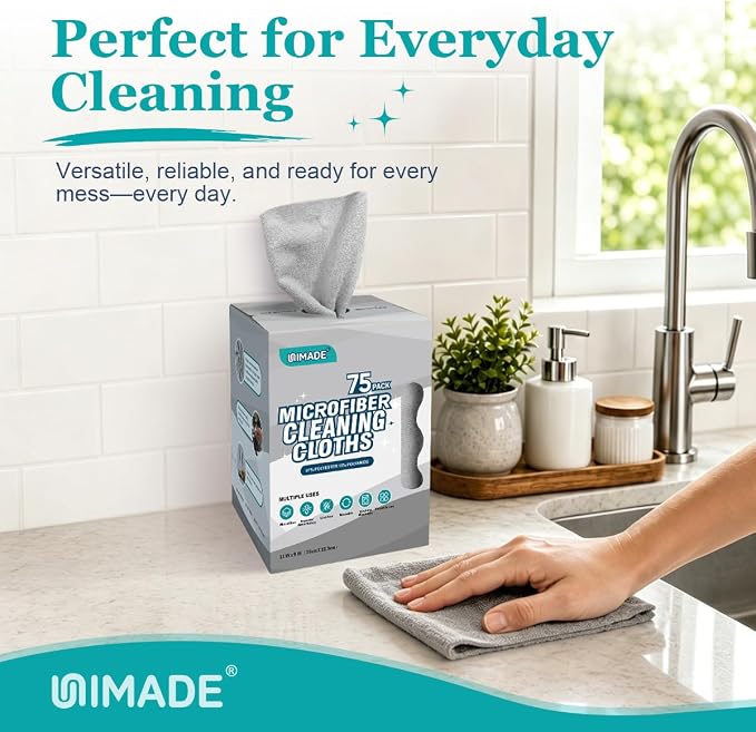 Microfiber Cleaning Cloth, 75 Sheets Microfiber Towels for Cars Commercial Grade Washcloths Lint-Free Bulk Shop Towel Cleaning Rags for Household Restaurant Garage Housekeeping, 11"x 9", Grey