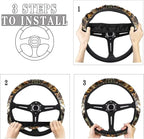 Wolf Camo Hunting Forest Car Steering Wheel Cover 15 Inch, Soft Stretch Anti-Slip Washable Car Accessory Decor Universal Fit for Sedan SUV Truck
