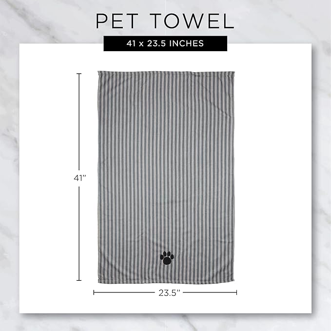 Pet Grooming Towel Collection Absorbent Microfiber X-Large, 41x23.5, Embroidered Green (Pack of 12)