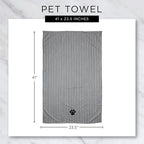 Pet Grooming Towel Collection Absorbent Microfiber X-Large, 41x23.5", Embroidered Green