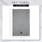 Pet Grooming Towel Collection Absorbent Microfiber X-Large, 41x23.5", Embroidered Black