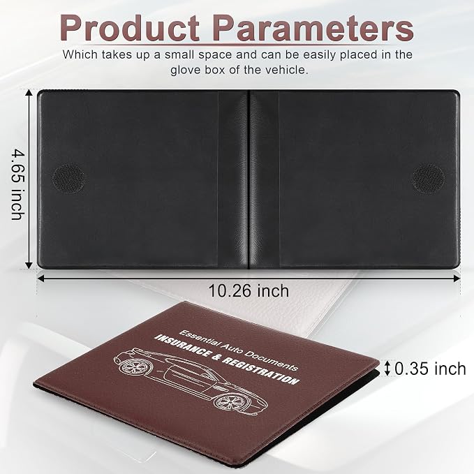 Car Registration and Insurance Card Holder, Vehicle Glove Box Car Organizer, Interior Car Accessories for Documents, Cards, License - 2 Pack