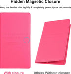Car Registration and Insurance Holder, Car Accessories Vehicle Glove Box Car Organizer Women Car Accessories with Magnetic Shut for Cards, Essential Document, Driver License, Hot Pink